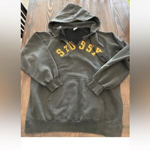 Stussy Arch Logo Hoodie Men Made In USA Vintage  Sweatshirt Thrashed